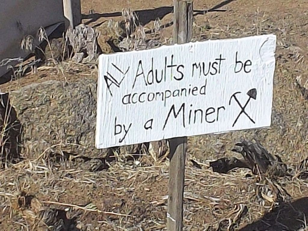 Sign at entrance to mine