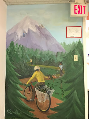 Mural of cyclist and Mt. Hood