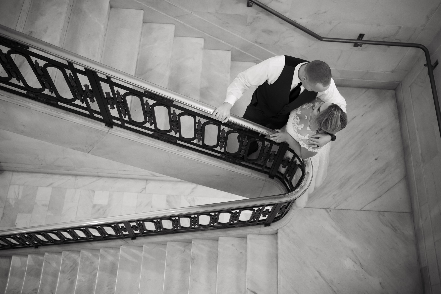 Wedding Photo on Stair Well 